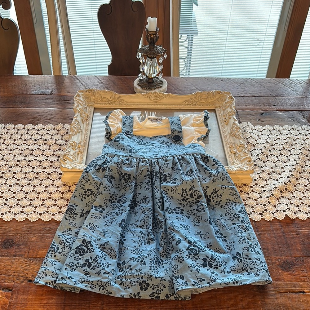 Peppa & Julie NEW Floral Blue Dress with White Accents. New No Tag. Size 4T